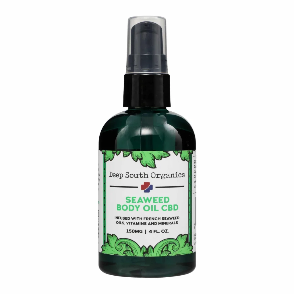 A bottle of seaweed body oil cbd