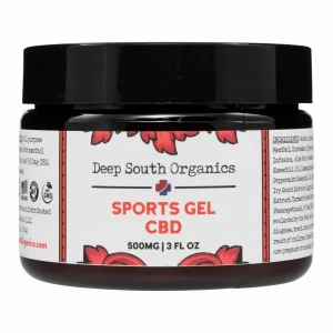 A jar of sports gel cbd from deep south organics.