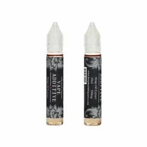 A couple of bottles of vape juice on top of each other.